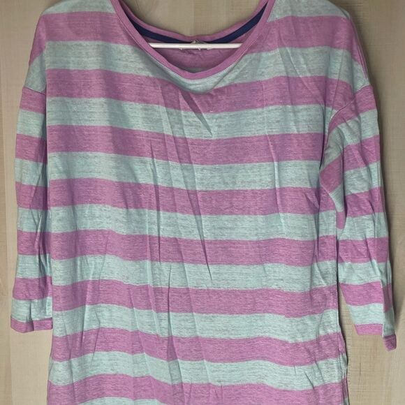Boden purple and blue‎ striped 3/4 sleeve top, size 8 - Picture 6 of 9